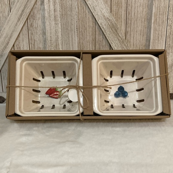 Rae Dunn Strawberry & Blueberry Containers - Picture 1 of 7